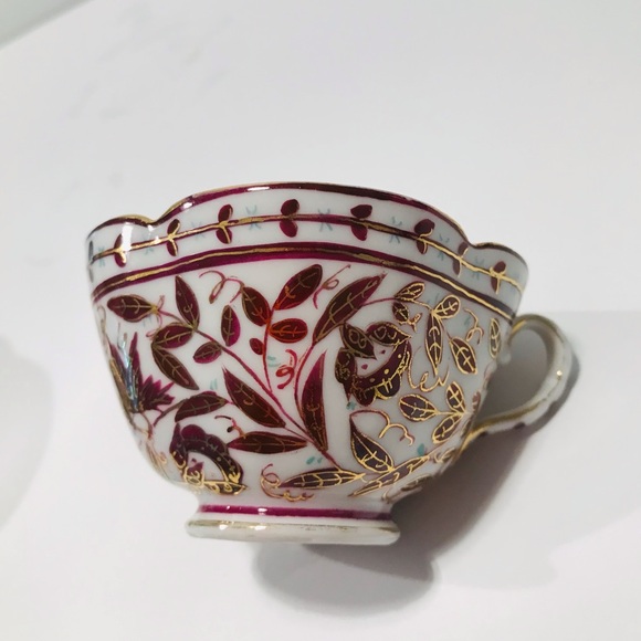 Antique Fischer & Mieg Royal Vienna Style Raspberry Floral Tea Cup Saucer - Picture 11 of 11